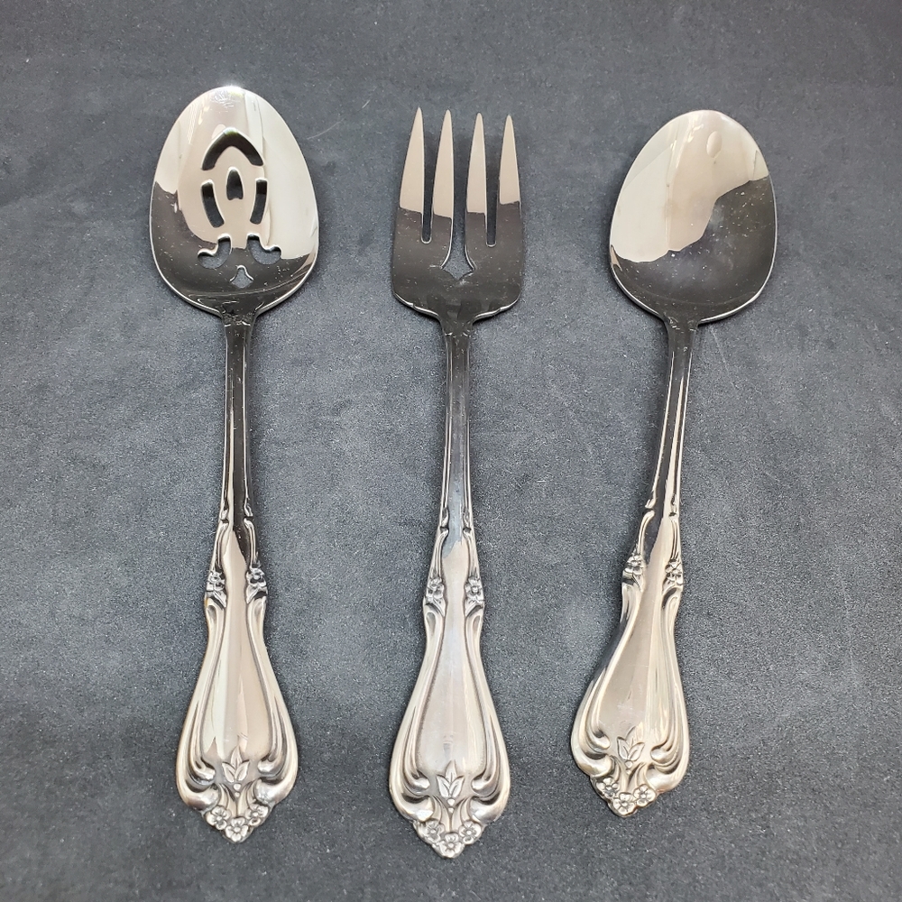 Vintage Oneida Silver Briarwood  3-PC. Hostess Flatware Stainless 1970-2006 - Picture 2 of 7
